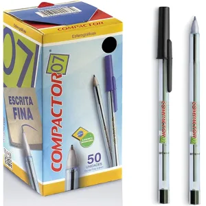 CAIXA Caneta esferografica Cristal PRETA COMPACTOR