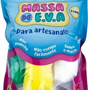 Massa de EVA 50 g 5 Cores Branca, Vermelha, Azul, Verde e Amarela (Sortido)