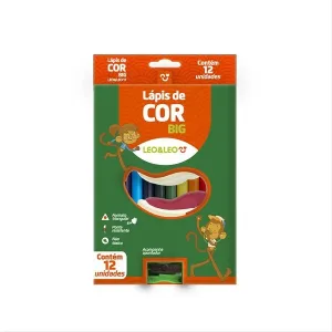 Lápis de cor (jumbo) Leo e Leo 12cores Big 15cm - Leonora