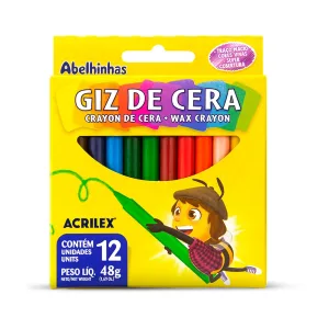 Giz de Cera Fino 12 Cores 48 g - Acrilex