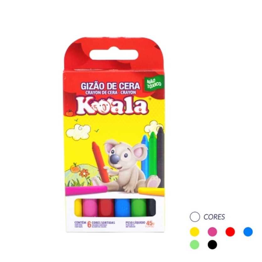 Giz de Cera Jumbo 06 Cores Koala - Delta