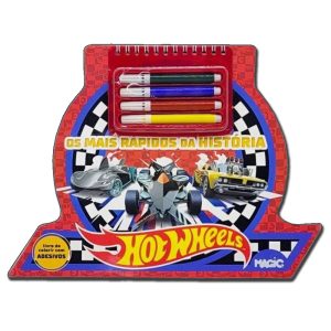 Livro Infantil Colorir Hot Wheels com Canetinha e Adesivo - Magic Kids