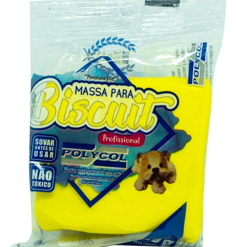 Massa de Porcelana Fria Biscuit 90 g Amarelo - Polycol
