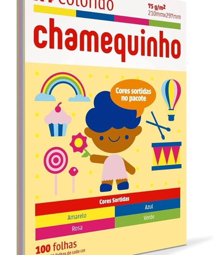 Papel Sulfite A4 Colorido Chamequinho 75 g Amarelo - Chamex