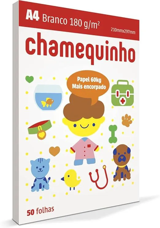Papel Sulfite A4 Chamequinho 60 kg 180 g Branco - Chamex