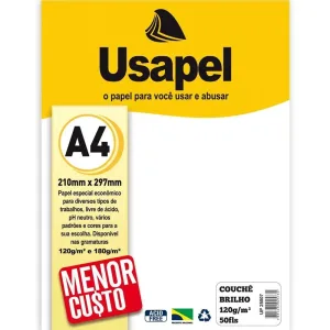 Papel A4 (couche) Usapel Branco 120g. - Filiperson