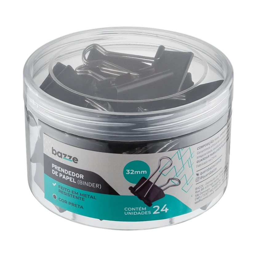 PRENDEDOR DE PAPEL BAZZE BINDER 32MM PRETO POTE-24 618913 - SUMMIT