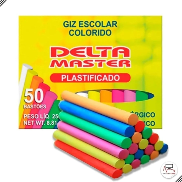 Giz Escolar Plastificado Color Caixa com 50 unidades - Delta - Image 2