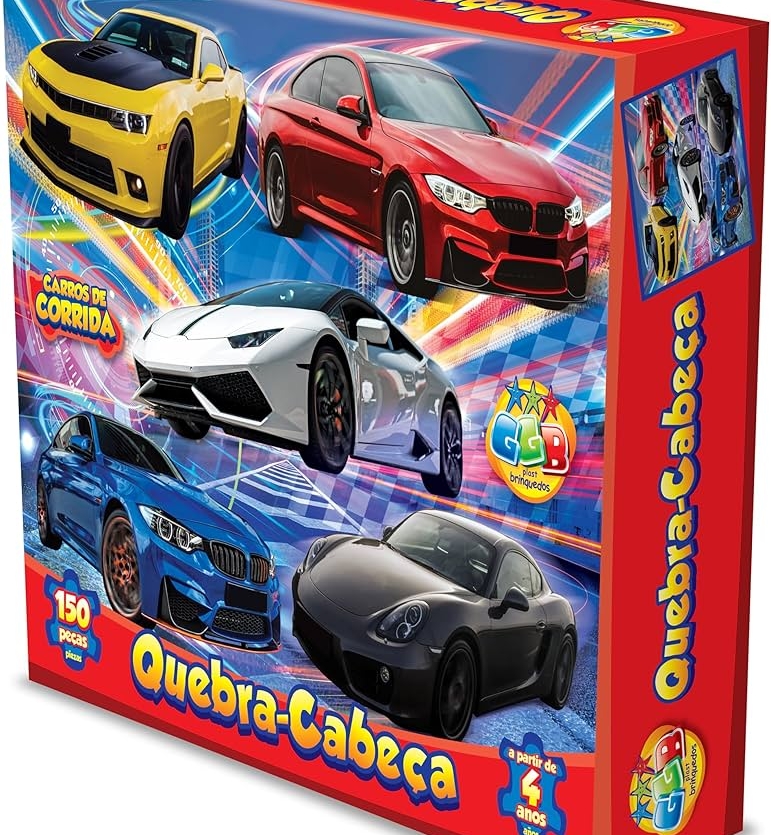 Quebra-cabeça Cartonado Carros de Corrida 150 peças - GGB Plast
