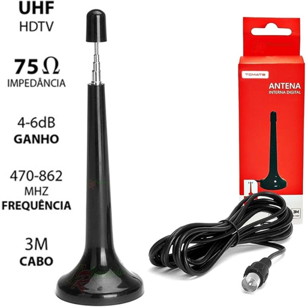 Antena TV Digital MTV-3015 Tomate Hdtv Uhf Vhf Interna 4 a 6 Dbi e Cabo 3m - Image 2
