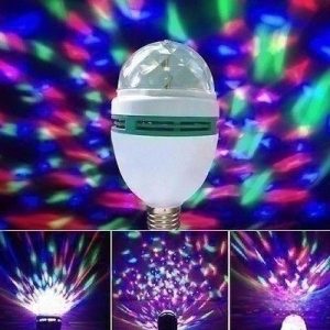 Lâmpada Globo de Luz LED RGB Giratória Bola Maluca E27