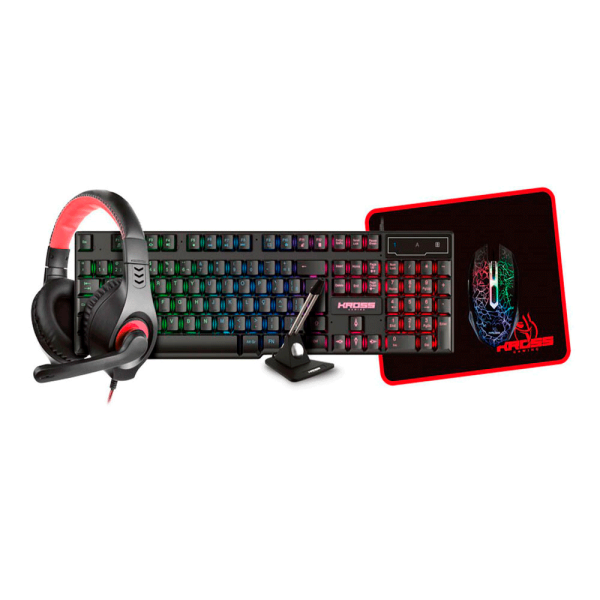 Kit Gamer Kross 5 em 1 - USB, LED, Iluminação Rainbow - KE-GK5150 Mouse + Teclado + Mouse Pad + Headset e Mouse Bungee - Image 3