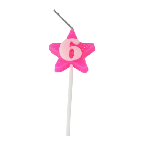 VELA ESTRELA ROSA NUMERO 6
