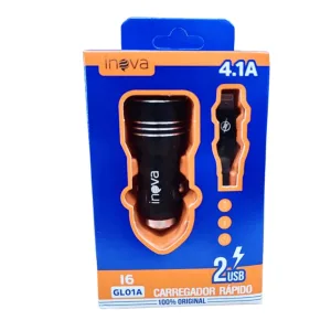 Carregador Veicular INOVA - LIGHTNING- 4.1A - Cabo Solto - GL01A