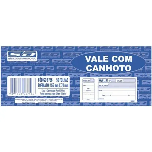 Impresso Vale com Canhoto 50 fls. - SD/Animativa
