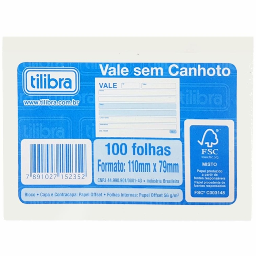 Impresso (vale) 100 Folhas Sem Canhoto - Tilibra
