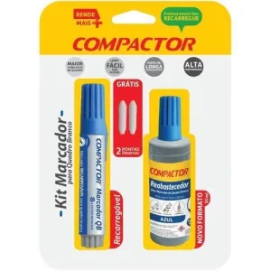 Pincel Quadro Branco Azul C/2 Pontas E 1 Reab 30 Ml