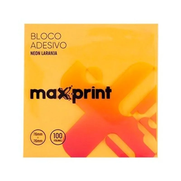 POST-IT Bloco de Recado Autoadesivo 76 mm x 76 mm 100 fls. Laranja Neon - Maxprint