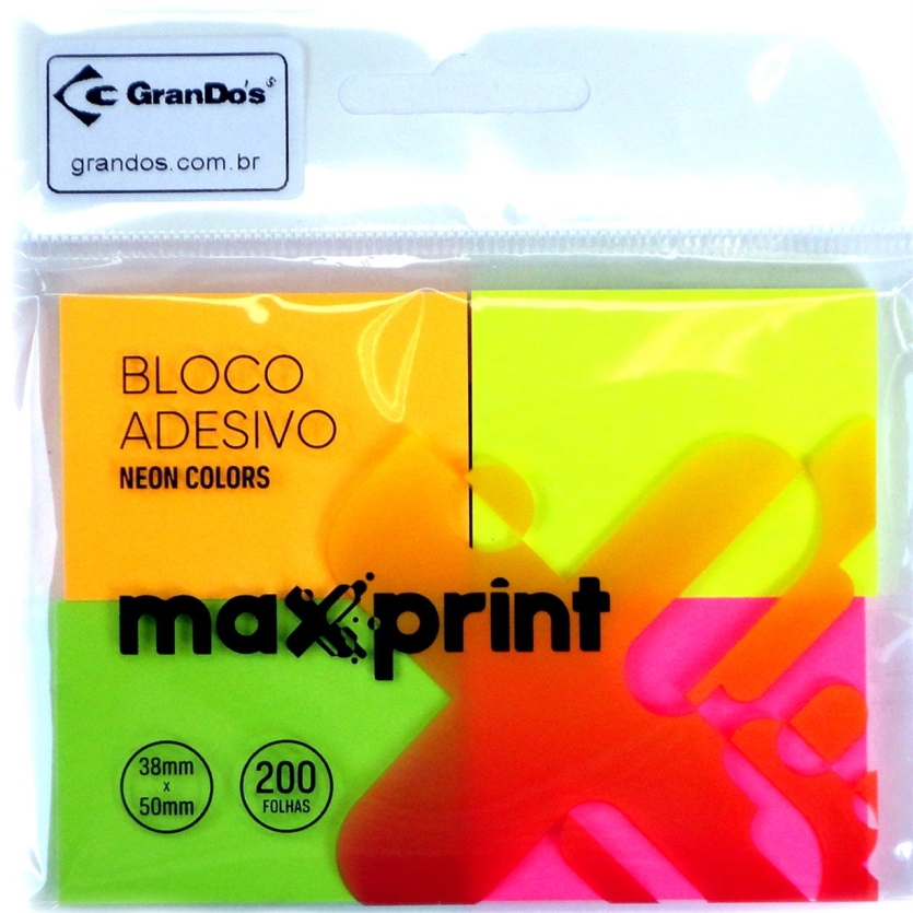 POST-IT Bloco de Recado Autoadesivo 38 x 50 mm Pequeno 4 Cores Neon 200 folhas - Maxprint