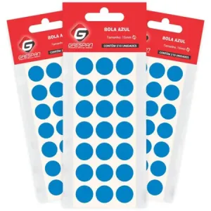 Etiqueta redonda Azul 15mm. c/210 Etiquetas - Grespan