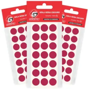 Etiqueta redonda Rosa Escura 15mm. c/210 Etiq. - Grespan
