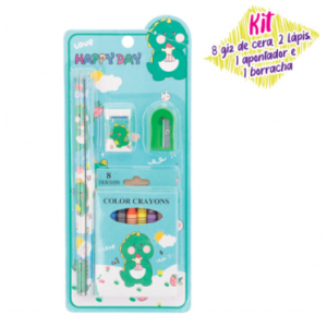 Kit Escolar Sortido com Giz de Cera - Polibrinq