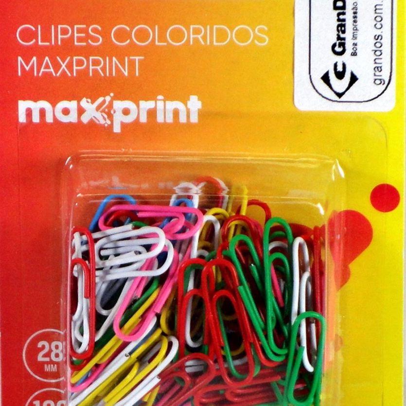 Clipe Colorido 6 cores com 100 unidades - Maxprint