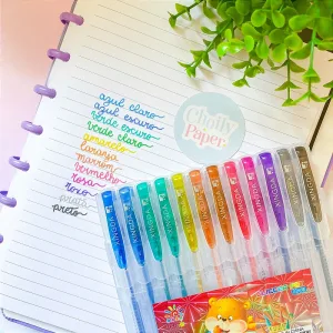 Caneta Gel Glitter Perfumada 12 un c/ Cheirinho de Infância