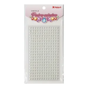 Pedraria 1/2 Pérola 6 mm Branca Adesiva - Make+