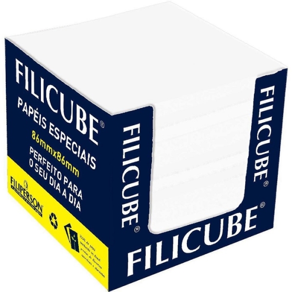 Bloco de Anotações Filicube 86 mm x 86 mm x 80 mm 85 g 700 fls. Branco - Filiperson