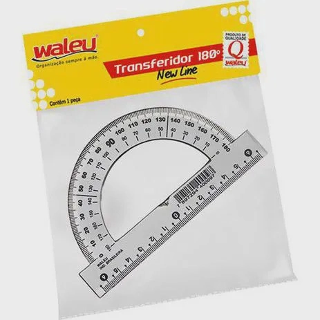 Transferidor Poliestireno 180 Graus Cristal - Waleu