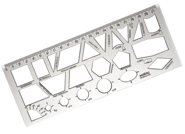 Régua Plástica Geométrica Escolar CR 22 cm - Waleu