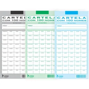 Cartela de rifa c/100 Nomes - Tamoio