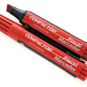 Pincel marcador permanente Traco Grosso Vermelho - Compactor