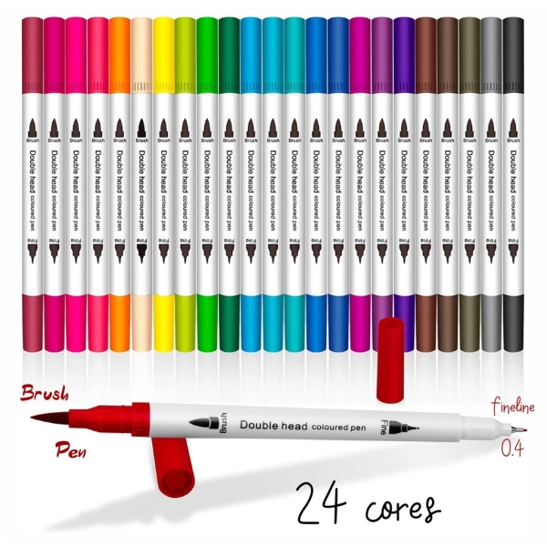 CANETA 2 PONTAS DOUBLE HEAD