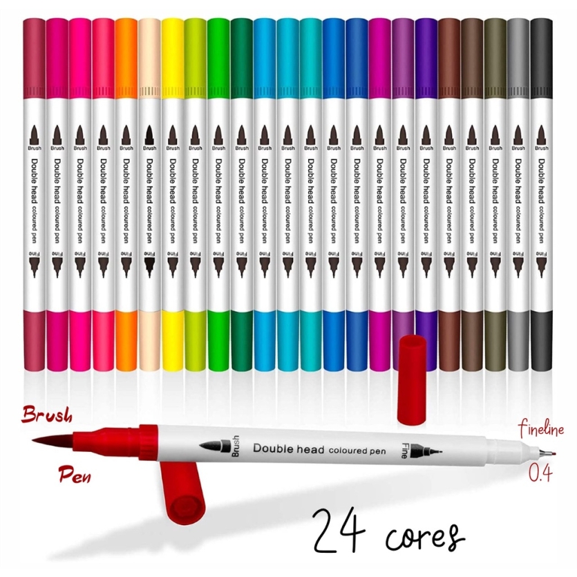 CANETA 2 PONTAS DOUBLE HEAD
