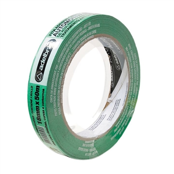 Fita Crepe Automotiva 18 mm x 50 m Verde - Adelbras
