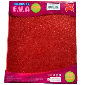 PLACA EM EVA 47X40CM VERMELHO COM GLITTER 1,8MM.  - DUBFLEX
