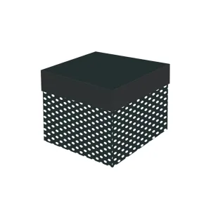 Caixa bolinhas preta com branco - P