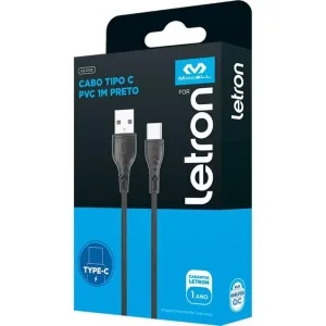 CABO USB LETRON TIPO C 2.4A 1MT PT UNIDADE 74539 - LEONORA