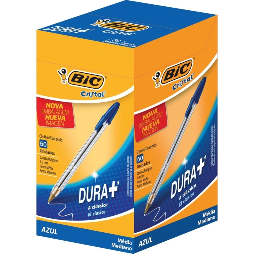 CAIXA CANETA BIC ESF CRISTAL AZUL