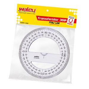 Transferidor Poliestireno 360 Graus Cristal - Waleu