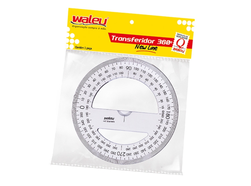 Transferidor Poliestireno 360 Graus Cristal - Waleu
