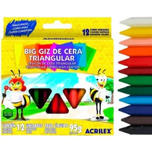 GIZ DE CERA JUMBO 12 CORES BIG TRIANGULAR 95G - ACRILEX
