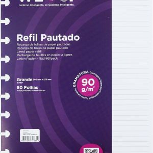 CADERNO INTELIGENTE REFIL GRANDE PAUTADO 90G. 50FLS. PACOTE CIRG4003 - CADERNO INTELIGENTE