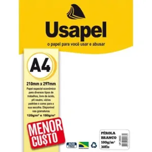 PAPEL A4 PEROLADO USAPEL BRANCO 180G CX.C/30 25053 - FILIPERSON
