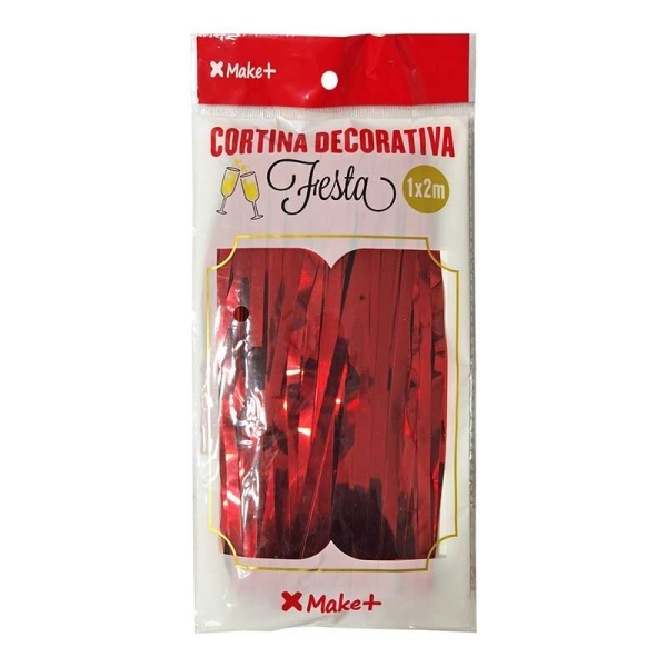 ARTIGO PARA DECORACAO CORTINA METALIZ. VERMELHO 1X2M UNIDADE 5504 - MAKE+