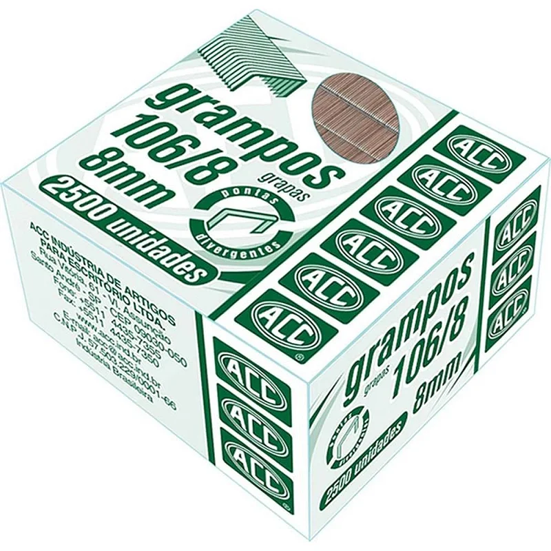 GRAMPO PARA GRAMPEADOR 106/8 GALVANIZADO 2500 GRAMPOS CAIXA 9.24.15.23-7 - ACC
