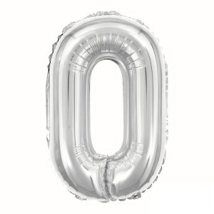 BALAO MET. MAKE+ 040CM NUMERO 0 PRATA(E)