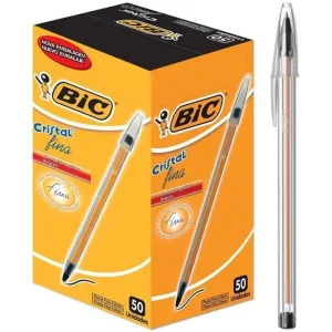 CANETA BIC ESF CRISTAL FINA PRETA CX/0050/UN